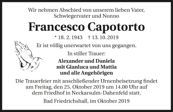 Traueranzeige von Francesco Capotorto 
