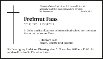 Traueranzeige von Freimut Faas 