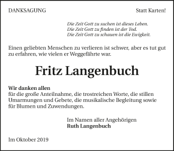 Traueranzeige von Fritz Langenbuch 