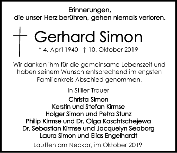 Traueranzeige von Gerhard Simon 
