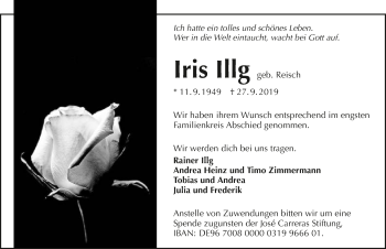 Traueranzeige von Iris Illg 