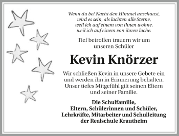 Traueranzeige von Kevin Knörzer 