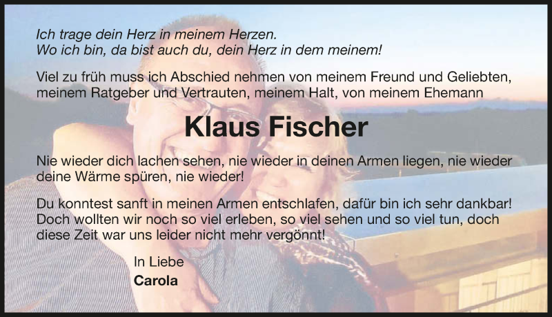  Traueranzeige für Klaus Fischer vom 19.10.2019 aus 