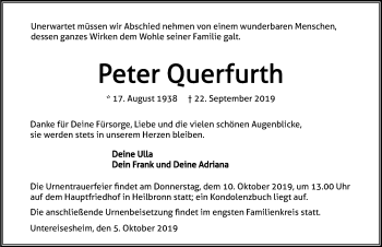 Traueranzeige von Peter Querfurth 