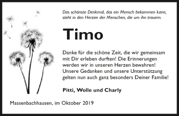 Traueranzeige von Timo Perlinger 