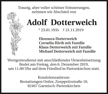 Traueranzeige von Adolf Dotterweich 