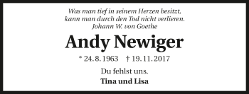 Traueranzeige von Andreas Newiger 