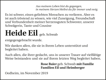 Traueranzeige von Heide Eil 