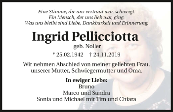 Traueranzeige von Ingrid Pellicciotta 