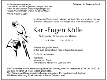 Traueranzeige von Karl-Eugen Kölle 