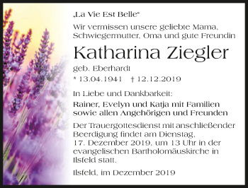 Traueranzeige von Katharina Ziegler 