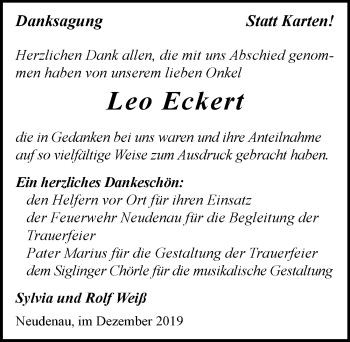 Traueranzeige von Leo Eckert 