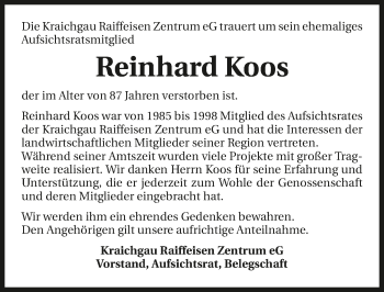 Traueranzeige von Reinhard Koos 