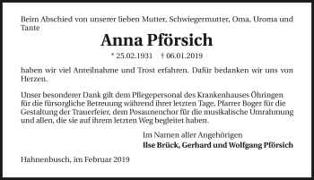 Traueranzeige von Anna Pförsich 