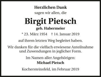 Traueranzeige von Birgit Pietsch 