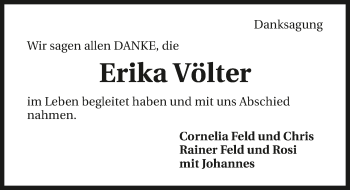 Traueranzeige von Erika Völter 