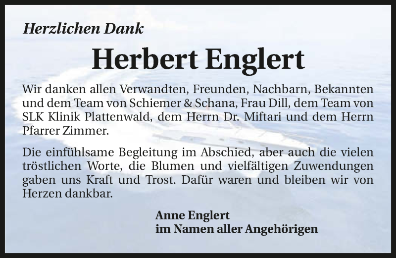  Traueranzeige für Herbert Englert vom 16.02.2019 aus 
