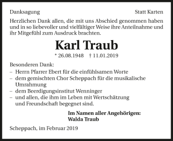 Traueranzeige von Karl Traub 