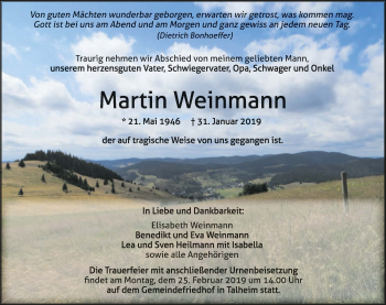 Traueranzeige von Martin Weinmann 