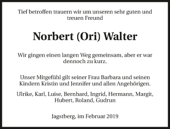 Traueranzeige von Norbert Walter 