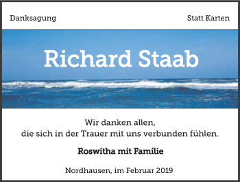 Traueranzeige von Richard Staab 