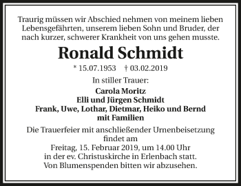 Traueranzeige von Ronald Schmidt 