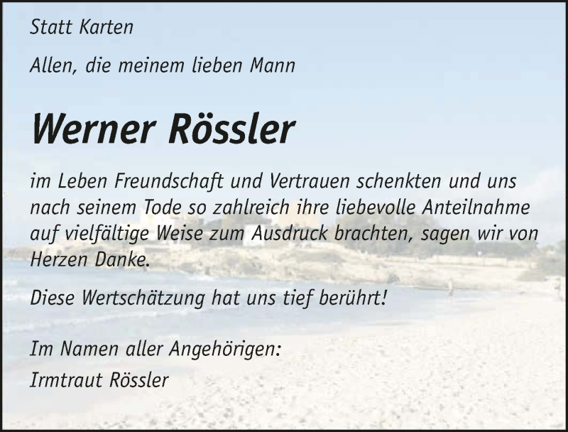  Traueranzeige für Werner Rössler vom 09.02.2019 aus 