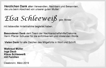 Traueranzeige von Elsa Schleeweiß 