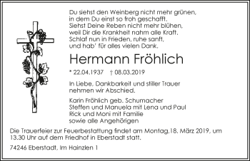 Traueranzeige von Hermann Fröhlich 