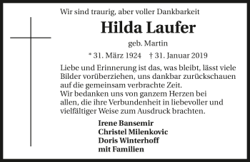 Traueranzeige von Hilda Laufer 
