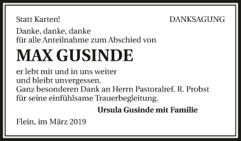 Traueranzeige von Max Gusinde 