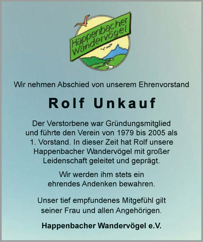  Traueranzeige für Rolf Unkauf vom 02.03.2019 aus 
