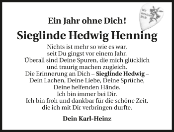 Traueranzeige von Sieglinde Henning 
