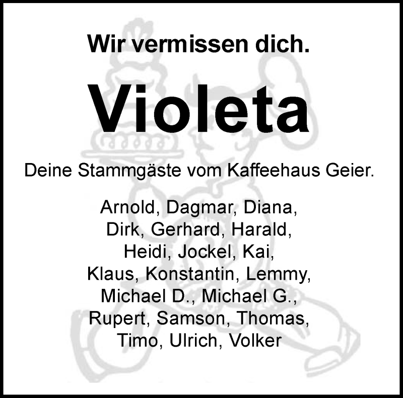  Traueranzeige für Violeta Geier vom 09.03.2019 aus 