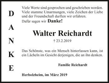 Traueranzeige von Walter Reichardt 