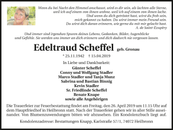 Traueranzeige von Edeltraut Scheffel 