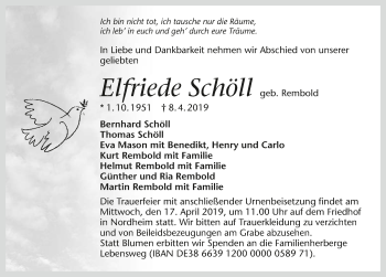 Traueranzeige von Elfriede Schöll 