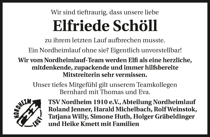  Traueranzeige für Elfriede Schöll vom 13.04.2019 aus 