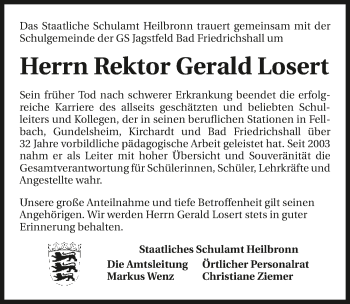 Traueranzeige von Gerald Losert 