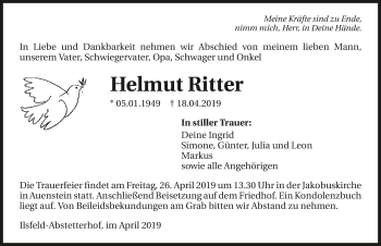 Traueranzeige von Helmut Ritter 