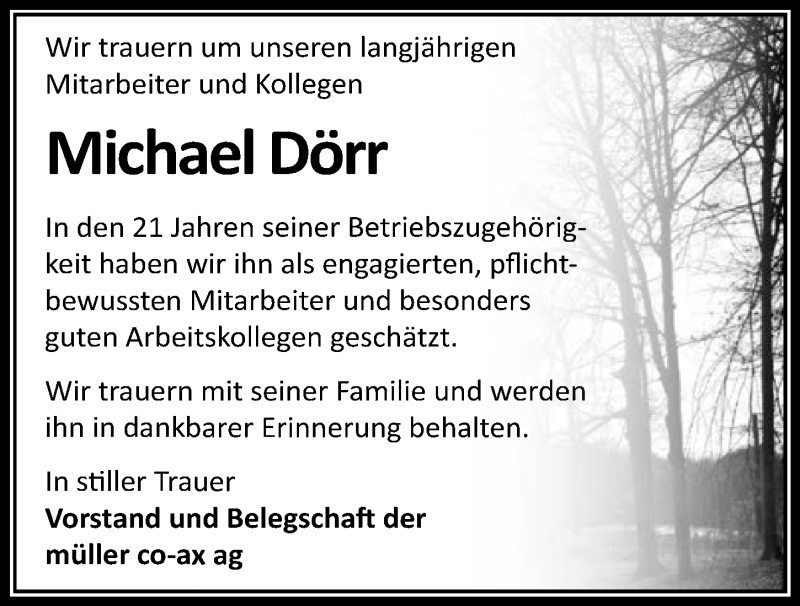  Traueranzeige für Michael Dörr vom 25.04.2019 aus 
