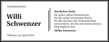 Traueranzeige von Willi Schwenzer 