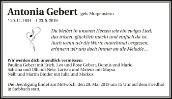 Traueranzeige von Antonia Gebert 