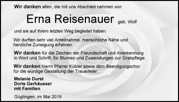 Traueranzeige von Erna Reisenauer 