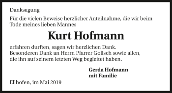 Traueranzeige von Gerda Hofmann 