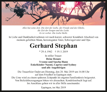 Traueranzeige von Gerhard Stephan 