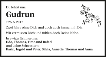 Traueranzeige von Gudrun Staar 