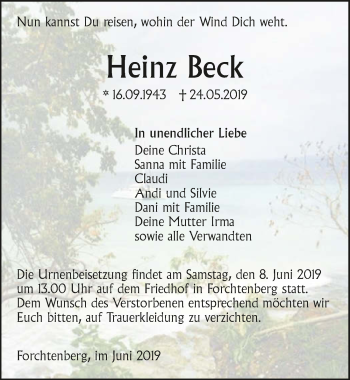 Traueranzeige von Heinz Beck 