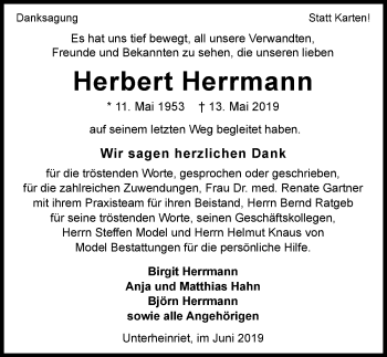 Traueranzeige von Herbert Herrmann