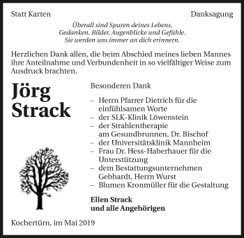 Traueranzeige von Jörg Strack 